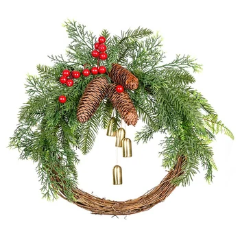 1 gabalas kalėdinis pušies varpas rotango vainikas kalėdinės durys kabo kaimiškas vainikas kaip parodyta 40X30cm Kalėdų dienos dekoracijos