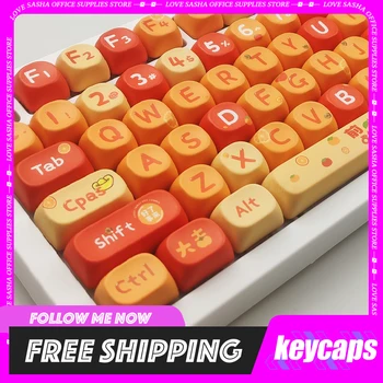 130keys Moa Orange In Peace Key Caps Pbt Keycaps Keycaps Kawaii Cute Keycaps For Mechanical Keyboard Custom Keycap 66/68/78/85