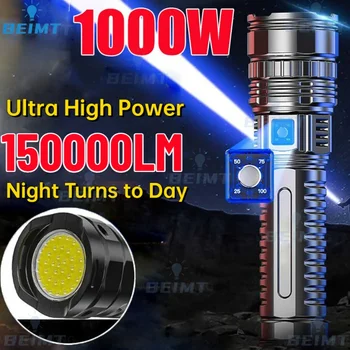150000lm 1000w la plus puissante LED TORCHE Tactique 18650mah batterie intégrée projecteur d'urgence ultra longue distance