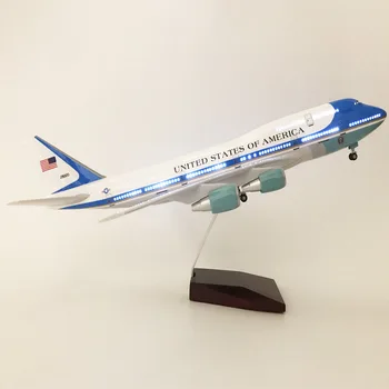 17.2in Lėktuvo modelio žaislai Diecast Derva Boeing 747 Lėktuvas Air Force One Aircraft Airlines Airways Oro autobusas su žibintais