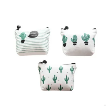 1pc Mini Fashion Canvas Bag Kaktusų spausdinimo organizatorius kosmetikai Kūrybinis makiažo krepšys Maišelis Korėjos stilius