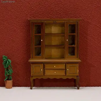 1PC Miniatiūrinė medinė kinų klasikinė spinta, mini spintelė, miegamojo baldų rinkiniai, namai ir gyvenimas 1/12 mastelio lėlių nameliui