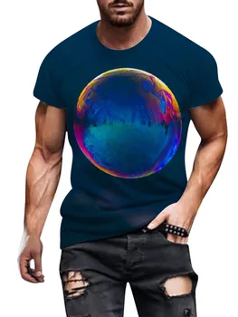 2023 Vasara Nauja mada Vyrų spalvingas burbulas Linksmybės Laisvalaikio trumpomis rankovėmis Nauji personalizuoti 3D spausdinimo marškinėliai