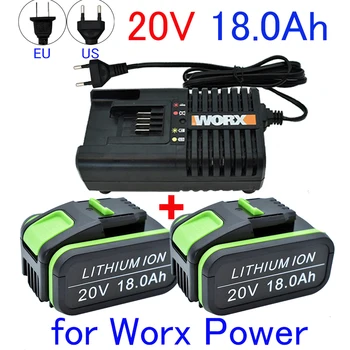 20V 18000mAh Pakaitinis Worx 20V Max ličio jonų akumuliatorius WA3551 WA3551.1 WA3553 WA3641 WX373 WX390 įkraunamos baterijos įrankis