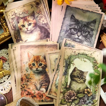 32Sheets Material Paper Flower Cat World Memo Collage Base Decoration 