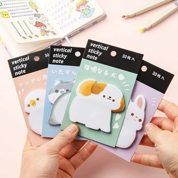 4 Pack Cute Cartoon Animal Sticky Notes, Self-Stick Memo Note Set Writing Pads Page Marker Notepad for Office, School