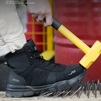 48 Plius dydžio platforma Neslidūs darbo saugos batai Vyriški plieniniai pirštų dangteliai Anti-smash sportbačiai Batai Apsaugos batai nuo punkcijos