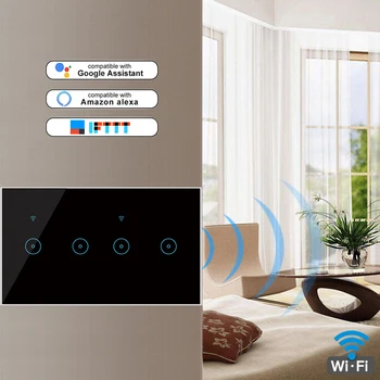 4Gang 5Gang 6Gang Wifi Smart Touch Switch Balso valdymo jungiklis Išmanusis sieninis jungiklis Darbas su Alexa Echo Pagrindinis