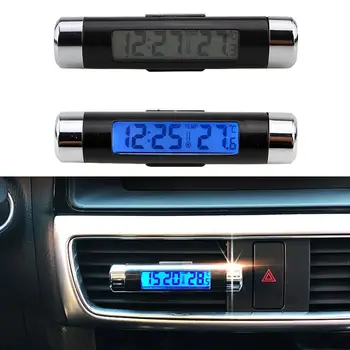 Air Outlet LED mėlynas foninis apšvietimas 2 in 1 skaitmeninis ekranas Laikrodis Temperatūros ekranas Elektroninis termometras Automobilio skaitmeninis laikrodis