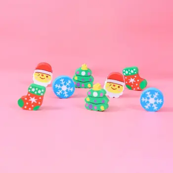 Animaciniai kalėdiniai trintukai Kalėdų senelio Kawaii kalėdinio trintuko rinkinys 3D trimatės formos juokinga kanceliarinių prekių prizo dovana