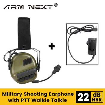 ARM NEXT elektroninės taktinės ausinės + PTT adapterio apsauga nuo fotografavimo Triukšmo slopinimo ausinės Taktinė apsauga