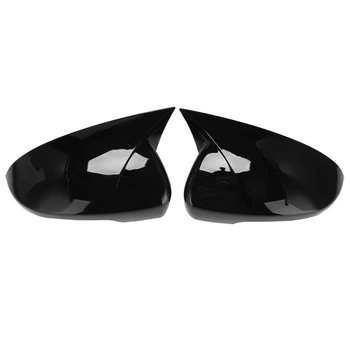 Automobilio blizgus juodas jaučio ragas galinio vaizdo šoninio stiklo veidrodžio dangtelio apdailos rėmo šoninio veidrodžio dangteliai 2015-2020 metams