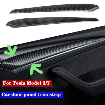 Automobilio durų skydo apdailos juostelės Tesla Model 3/Y 2022 ABS durų apdailos lipdukas Model Y 2023 Priedai Automobilio interjero stilius