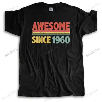 Awesome Since 1960 T-shirt Vyriški marškinėliai trumpomis rankovėmis Gryna medvilnė 60 metų senumo marškinėliai Retro stiliaus laisvalaikio 60-ojo gimtadienio dovanų trikotažas Drabužiai