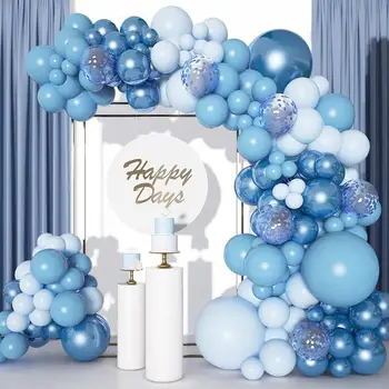 Blue Balloon Garland Arch Kit Vestuvių gimtadienio balonas 1-asis vienerių metų gimtadienio vakarėlis Dekoravimas Vaikai Baby Shower Boy Latex Baloon