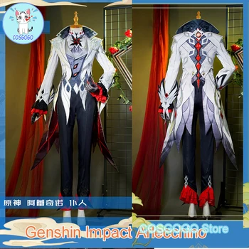 COSGOGO žaidimas Genshin Impact Arlecchino Cosplay kostiumas Knave mielas vakarėlio kostiumas Kailis Marškiniai Helovino uniformos Anime drabužiai