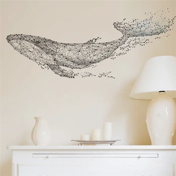 Creative Whale Raštas Sienų lipdukai Parduotuvė Studijos biuras Namų dekoravimas Vandenyno žuvų freska 