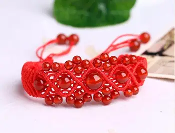 Drop shipping Styginių megzti raudoni papuošalai Raudona moteriška apyrankė Megztos raudonos stygos apyrankės Moteriški aksesuarai didmeninė prekyba