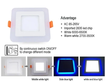 Dvigubos spalvos LED skydelis Downlight 6W 9W 16W 24w 3 Model LED lempos skydelio lemputė LED lubų įleidžiamas taškinis apšvietimas AC110V 220V + vairuotojas