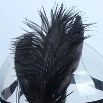 Elegantiškas vintažinio stiliaus moterų povas plunksna galvos juosta Deimantinė plaukų juosta Plaukų žiedo vakarėlis