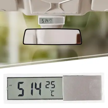 Elektroninis laikrodis Namų dekoras Skystųjų kristalų ekranas Staliniai laikrodžiai LCD automobilių laikmatis Skaitmeninis pilkas laikrodis su siurbtuku T9N2