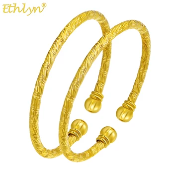 Ethlyn 2vnt/lot 2021 Naujas atvykėlis Bangle Gold Color Woman Wedding Branklet Bangle Sets Fine Jewelry for Female MY224