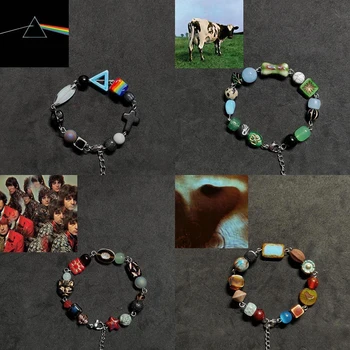 Fashion Pink Floyd's Dark Side Album Apyrankės Design Sense Karoliukai Styginių apyrankės Y2k Estetikos vakarėlis Papuošalų aksesuarai Dovanos