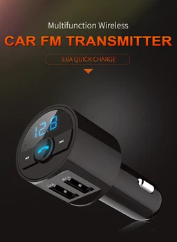 FM siųstuvas Automobilinis Bluetooth 5.0 FM radijo moduliatorius Automobilinis rinkinys 3.6A Dvigubas USB automobilinis įkroviklis Laisvų rankų įranga Belaidis 