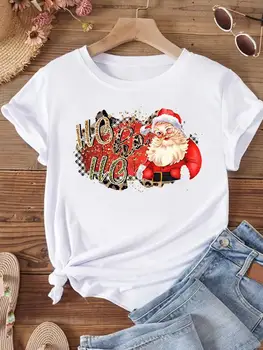 Graži stiliaus tendencija Mielos moterys Kalėdų spauda Mada Naujųjų metų marškinėliai Drabužiai Šventiniai Populiariausi grafiniai marškinėliai Moteriški drabužiai Tee