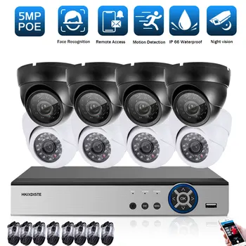 H.265 4K 8CH POE NVR rinkinys 5MP vaizdo stebėjimo namų apsaugos sistema Vandeniui atspari patalpų namų POE IP kupolo kamera Vaizdo stebėjimo sistemos komplektas