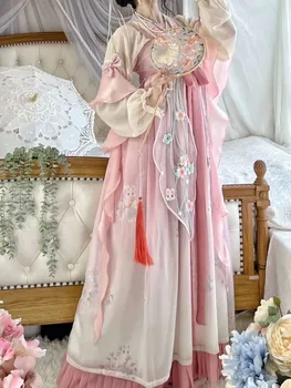 Hanfu suknelė Moterų tradicinis kinų vaidmenų žaidimo kostiumas Tang dinastijos senovės Hanfu vasaros suknelė rožinė