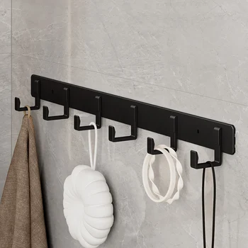 Kosminis aliuminio kabliukas vonios rankšluosčiui, paprastas juodas laikymo kablys, svetainė, durų nugarėlė, drabužiai, sutaupykite vietos