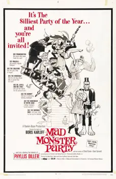 Mad Monster Party (1969) Boriso Karloffo kultas Siaubo filmas ŠILKO PLAKATAS Sienų meno tapyba Namų Deoras