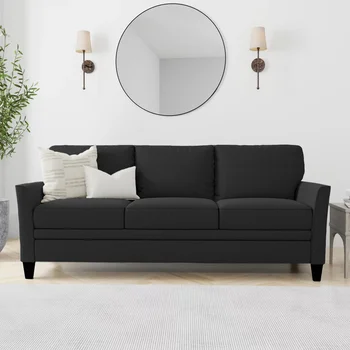 Mainstays Auden 3 vietų klasikinė moderni sofa, juoda