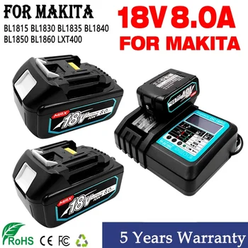 Makita 18V 6.0 8.0Ah įkraunama baterija Makita elektriniams įrankiams su LED ličio jonų keitimu LXT BL1860 1850 voltų 6000mAh