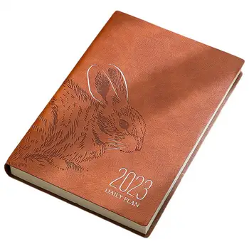 Memo Pad Sutirštintas popierius Sklandus rašymas Vintage 180 Sheets 2023 Rabbit Faux Leather Cover A5 Agenda Notebook Traveler Journal Of