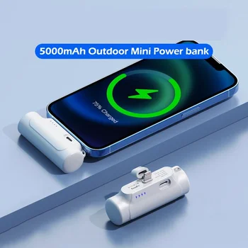 Mini kompaktiška kapsulė Power Bank 5000mAh didelės talpos greitas įkrovimas Patvarus nešiojamas lauko EDC mobilus maitinimo šaltinis