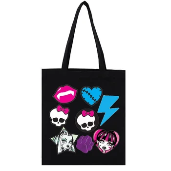 Monster High Y2k Tote Krepšiai Amerikos anime lėlė Moteriška rankinė Mados drobinis krepšys Moteriškos rankinės Totebag Juokingas Pirkėjas Apsipirkimas