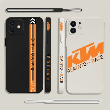 Motociklų lenktynių K-KTM telefono dėklas, skirtas iPhone 15 14 13 12 11 Pro Max Mini X XR XS MAX Plus silikoniniai dėklai su dirželiu