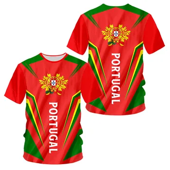 Portugalija Vyriški marškinėliai Vasaros trumpomis rankovėmis O-kaklas Nacionalinė emblema Spausdinti Harajuku Casual Oversized marškinėliai Džemperis Y2k Tops