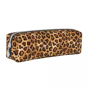 Rustic Texture Leopard Print Pencil Case Fashion Pencil Pouch Pen for Student Big Talpa Bags Office Gifts Stationery