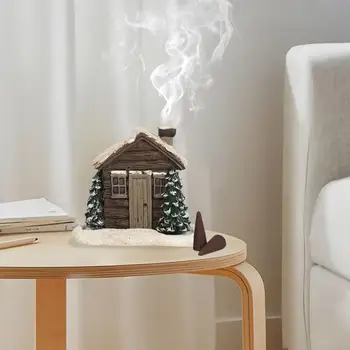 Rąstinio namelio dekoravimas Kaimiškas rąstinis namelis Smilkalai Degiklis Kalėdų stiliaus derva Namas Miniatiūra namų kvapams Naujųjų metų dovana