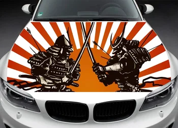Samurajų automobilio lipdukas Japoniškas transporto priemonės dažymo gaubto lipdukas Vinilo apvyniojimo automobilio priekis Universalaus dydžio anime dekoratyvinis lipdukas