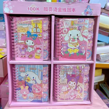 Sanrio Cartoon Notepad Kawaii Kuromi Melody Cinnamoroll Girl Heart Coil Notepad 100k Classification Coil Book Notebook Wholesale