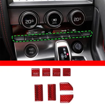 skirta Jaguar F-TYPE 2013 + automobilio centrinio valdymo mygtuko jungiklis Dekoratyvinis dangtelis Tikro anglies pluošto interjero aksesuarai 8 vnt