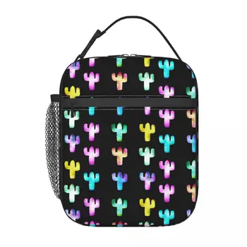 Space Cactus Print Lunch Bag For Men Coloful Lunch Box Picnic Portable Zipper Thermal Lunch Bags Oxford Graphic Cooler Bag
