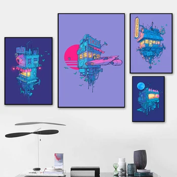 Space Restaurant Donut Ramen Tacos Cartoon Wall Art Canvas Painting Nordic Poster Prints Children's Room Wall Pictures Baby Chil