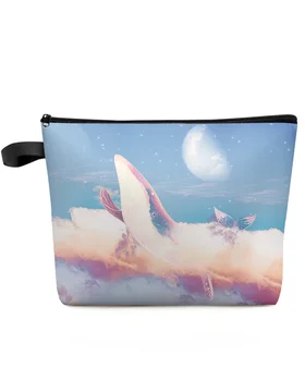 Starry Whale Clouds Animacinis filmas Didelės talpos kelioninis kosmetikos krepšys Nešiojamas makiažo laikymo maišelis Moterims Vandeniui atsparus pieštukų dėklas