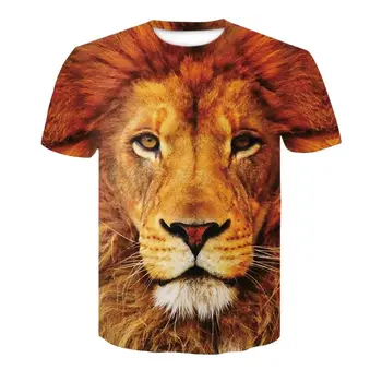 Summer Tide Lion Picture Vyriški marškinėliai Casual 3D Print Tees Hip Hop Asmenybė Apvalus kaklas Trumpomis rankovėmis Greitai džiūstančios viršūnės