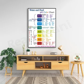 Vadovas su papildoma sveikatos informacija plakatas Vanduo ir maistas pH spalvų lentelė spausdinti sienų meno dekoras dovanų namų dekoro paveikslėliai